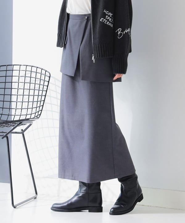 crewre online shop / ラップレイヤードIラインスカート