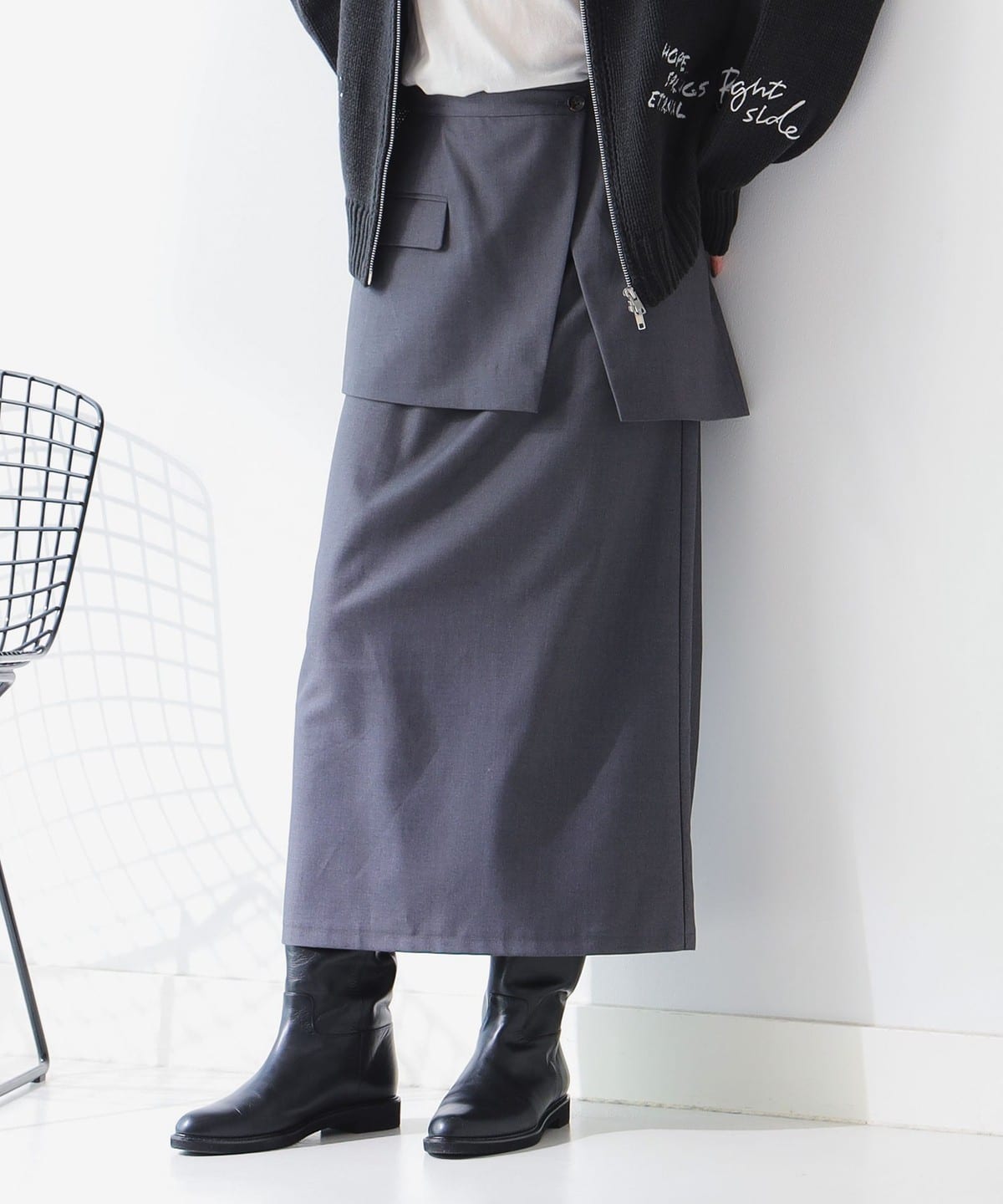 ラップ レイヤード スカート(S M) スカート WOMEN CHARCOAL. GREY M ラップ レイヤード スカート(S M) スカート WOMEN CHARCOAL. GREY M