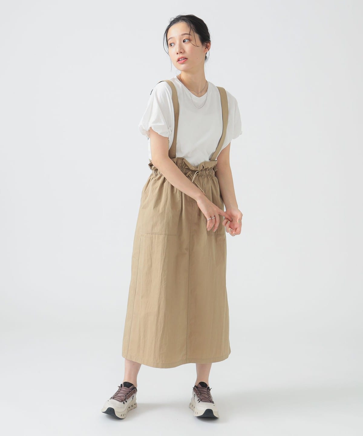 シャーリング ジャンパースカート(S M) スカート WOMEN BEIGE S シャーリング ジャンパースカート(S M) スカート WOMEN BEIGE S