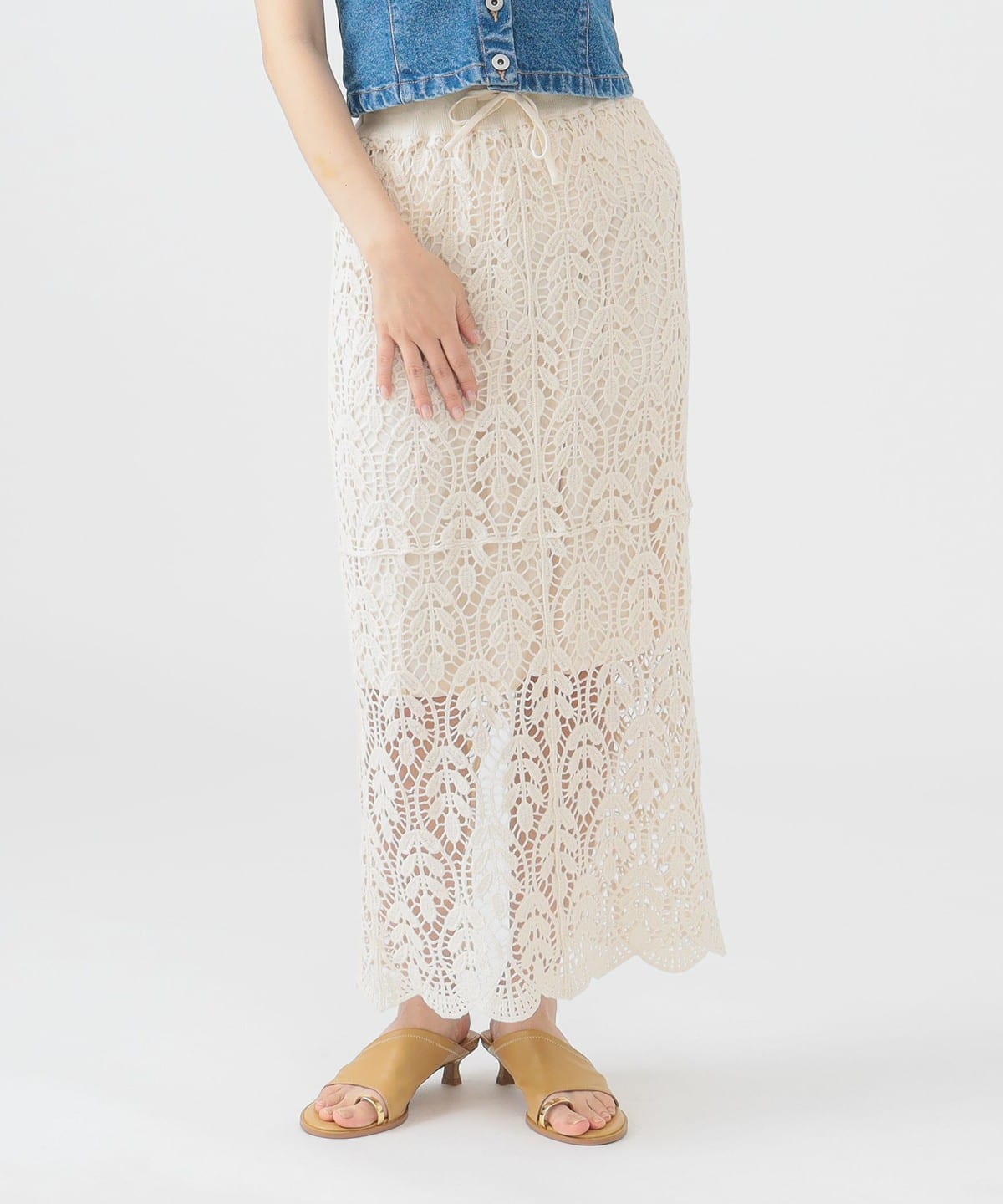 【6/25再値下げ】【手洗いOK】かぎ針風 レース スカート(S M) スカート WOMEN IVORY M 【6/25再値下げ】【手洗いOK】かぎ針風 レース スカート(S M) スカート WOMEN IVORY M
