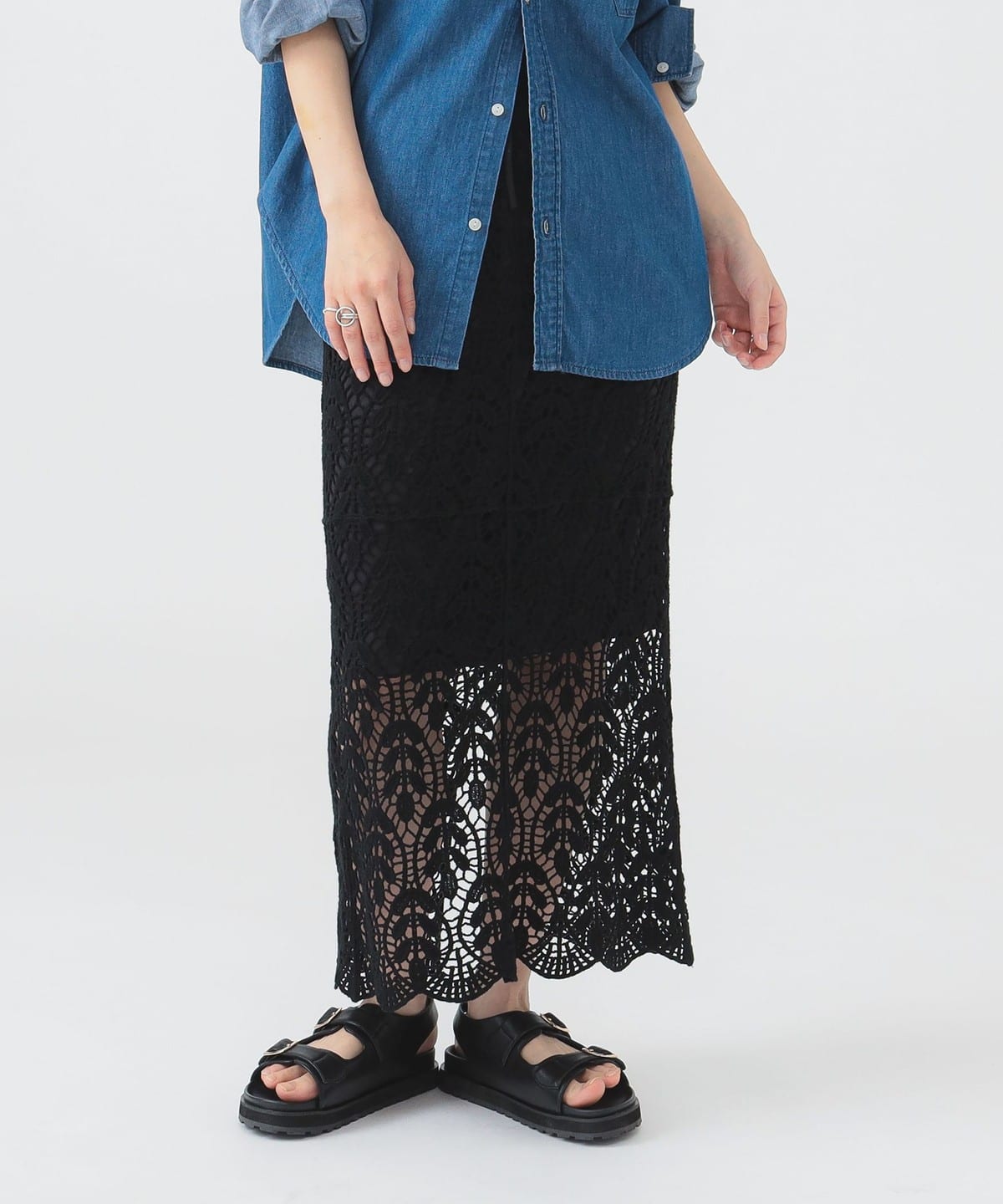 かぎ針風 レース スカート(S M) スカート WOMEN BLACK M かぎ針風 レース スカート(S M) スカート WOMEN BLACK M