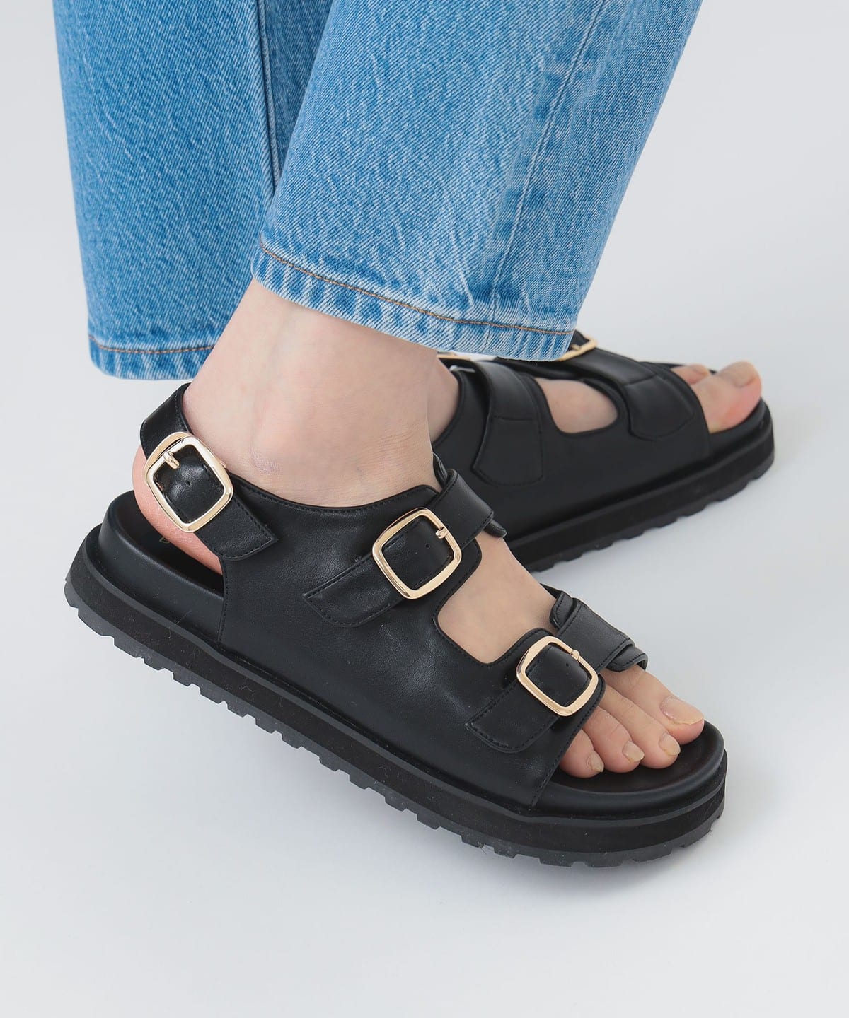 バックルベルト サンダル(22.5 24.5cm) シューズ WOMEN BLACK 23.5 バックルベルト サンダル(22.5 24.5cm) シューズ WOMEN BLACK 23.5