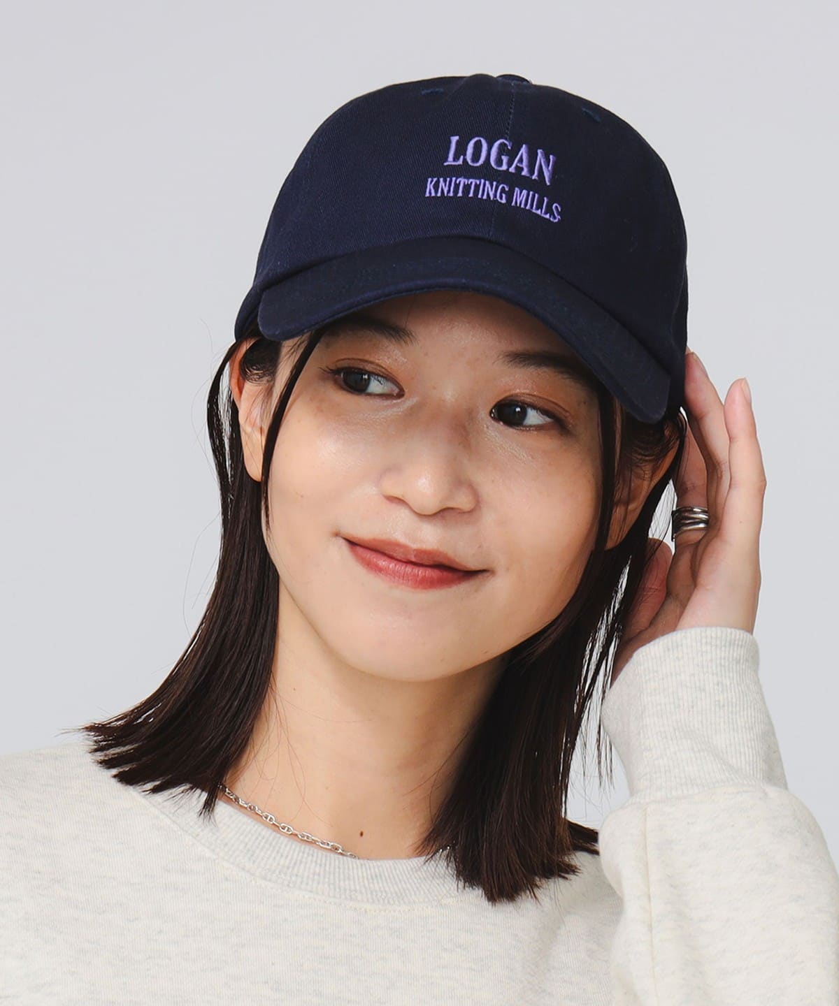 【別注】LOGAN Knitting Mills / ロゴキャップ 帽子 WOMEN NAVY ONE SIZE 【別注】LOGAN Knitting Mills / ロゴキャップ 帽子 WOMEN NAVY ONE SIZE