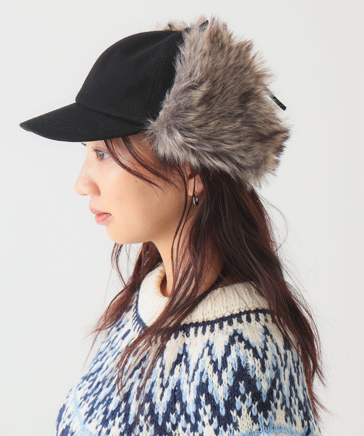 ヘリンボーン フライト キャップ 帽子 WOMEN BLACK ONE SIZE ヘリンボーン フライト キャップ 帽子 WOMEN BLACK ONE SIZE
