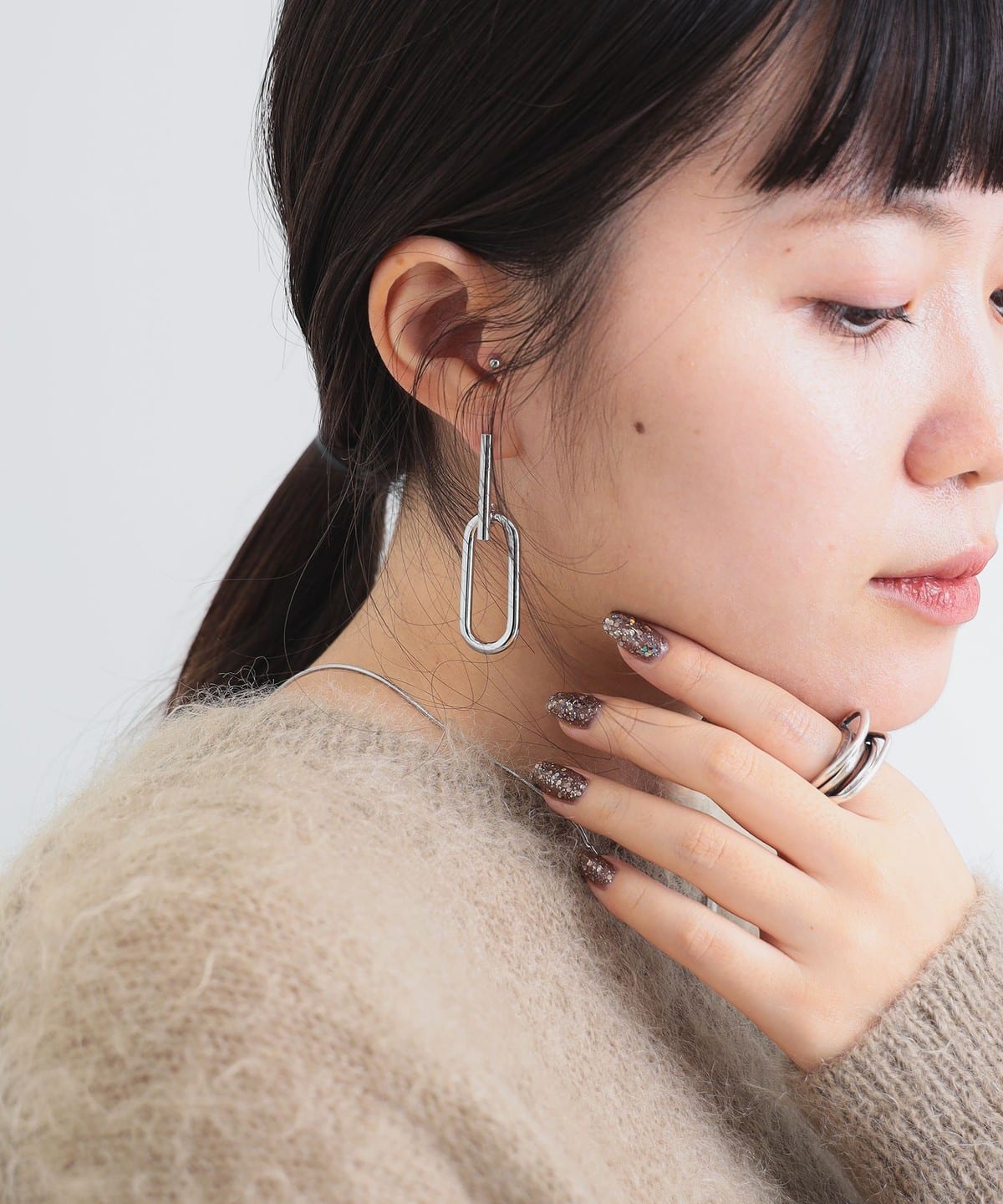 オーバル ロングピアス アクセサリー WOMEN SILVER ONE SIZE オーバル ロングピアス アクセサリー WOMEN SILVER ONE SIZE