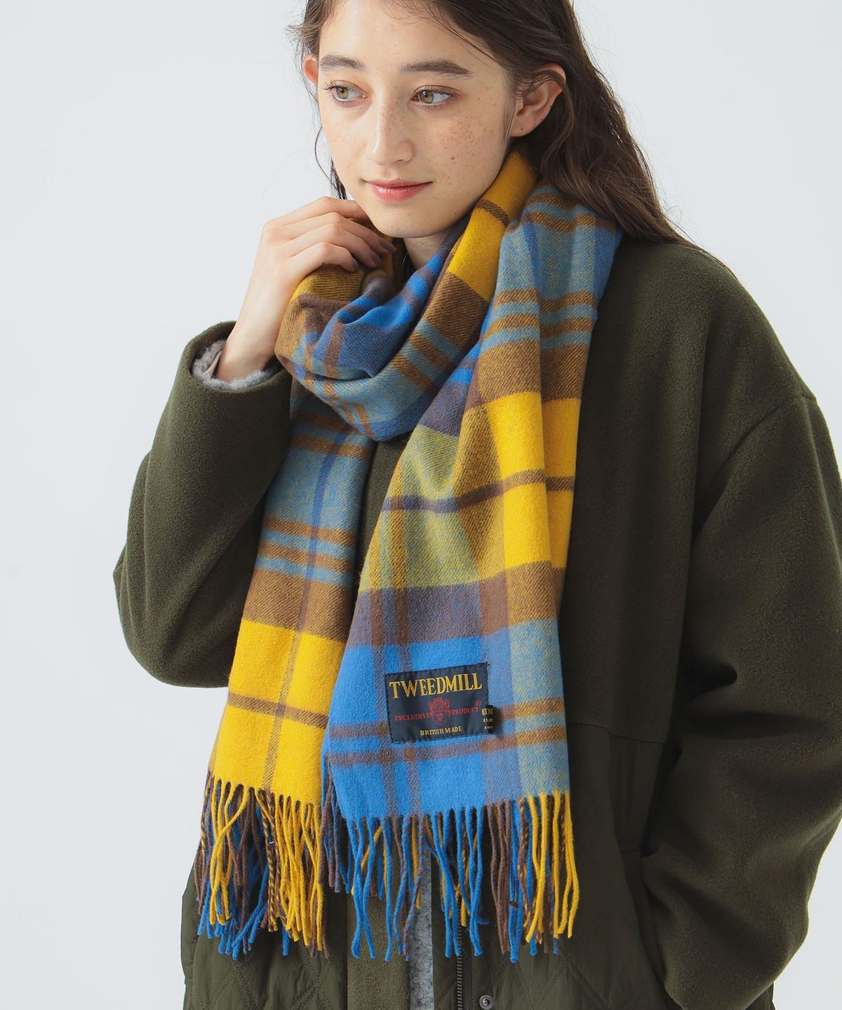 TWEED MILL ツイードミル / チェック ウール ストール ファッション雑貨 WOMEN BLUE ONE SIZE TWEED MILL ツイードミル / チェック ウール ストール ファッション雑貨 WOMEN BLUE ONE SIZE