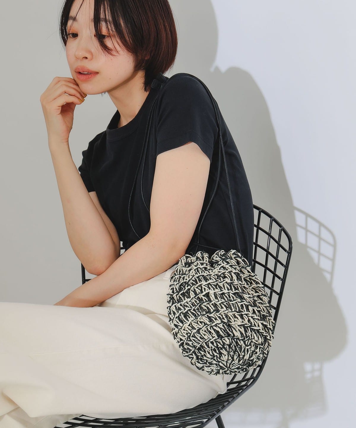 BAGMATI バグマティ / アバカ 巾着バッグ バッグ WOMEN BLACK MIX ONE SIZE BAGMATI バグマティ / アバカ 巾着バッグ バッグ WOMEN BLACK MIX ONE SIZE