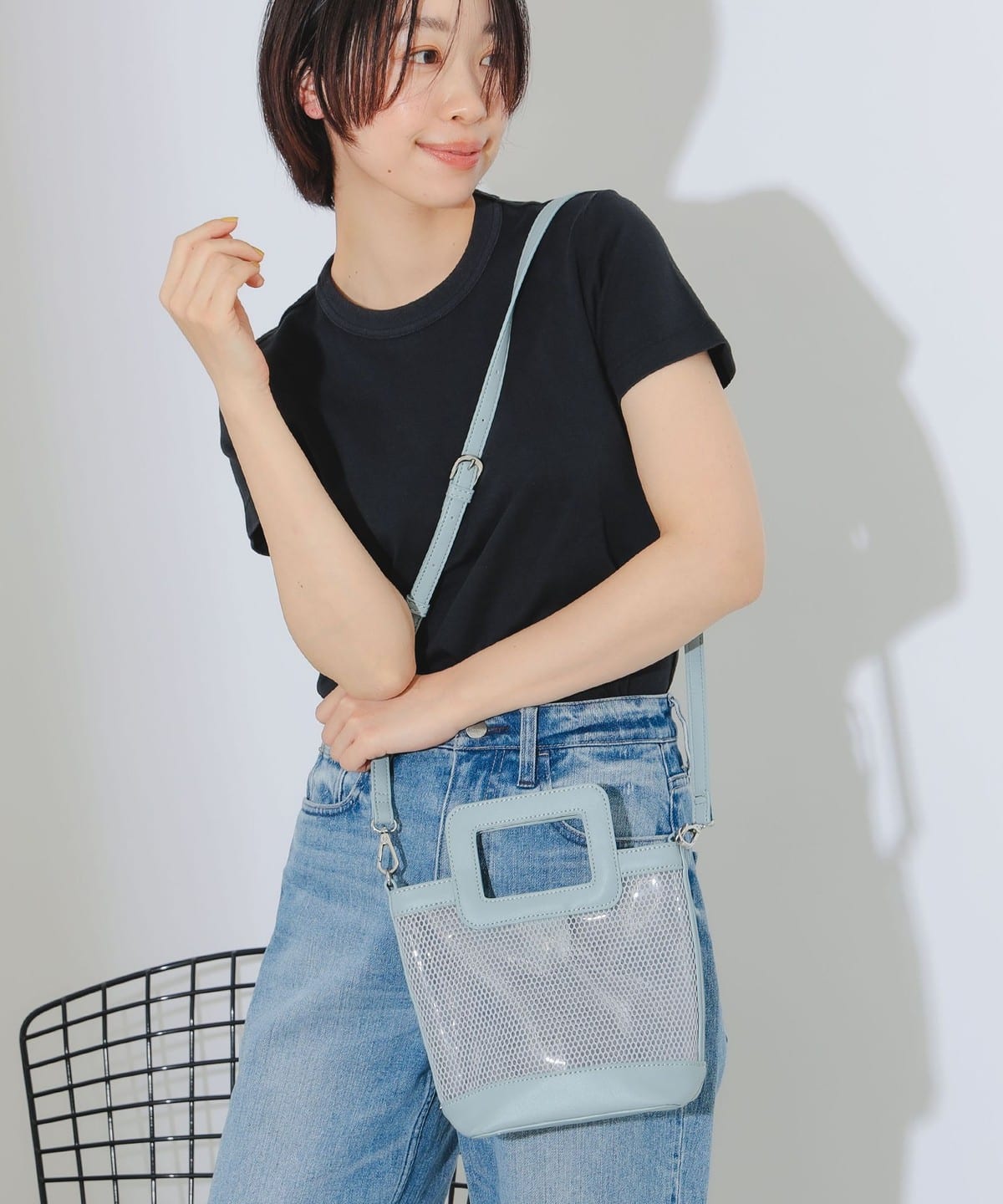 メッシュ ビニール バッグ バッグ WOMEN SAX ONE SIZE メッシュ ビニール バッグ バッグ WOMEN SAX ONE SIZE