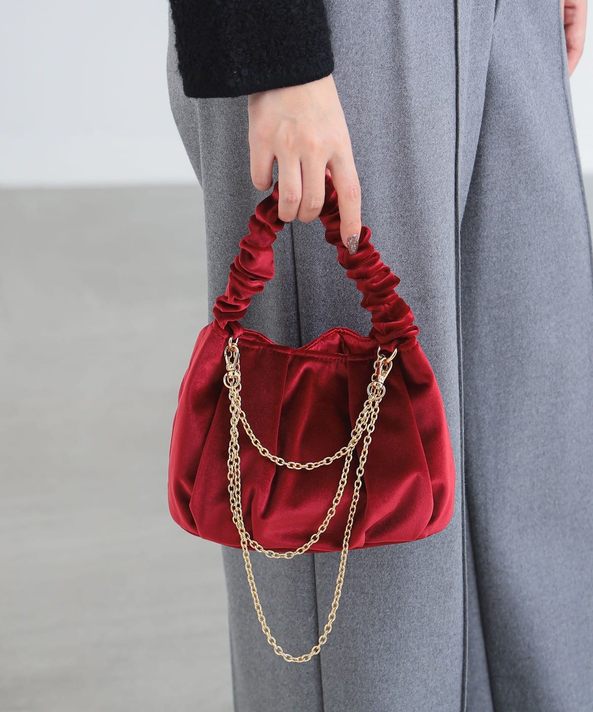 2WAY ベロア バッグ バッグ WOMEN RED ONE SIZE 2WAY ベロア バッグ バッグ WOMEN RED ONE SIZE