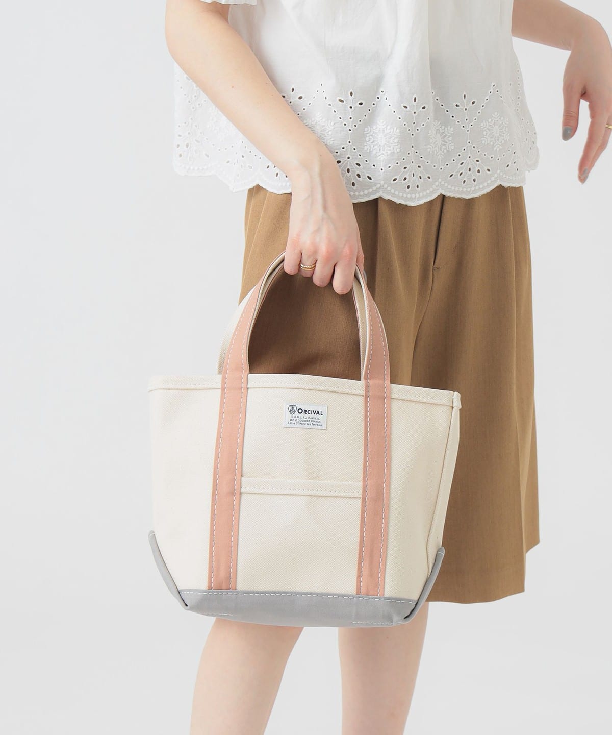 ORCIVAL オーシバル / Tote Bag Small バッグ WOMEN ECRU/SMOKY PINK/GREY ONE SIZE ORCIVAL オーシバル / Tote Bag Small バッグ WOMEN ECRU/SMOKY PINK/GREY ONE SIZE