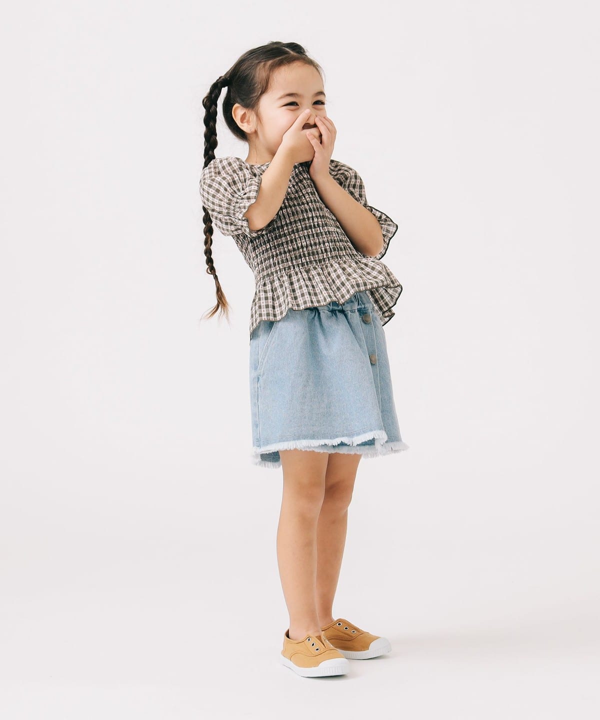 coca｜キッズシャーリングギンガムチェックブラウス | Rakuten