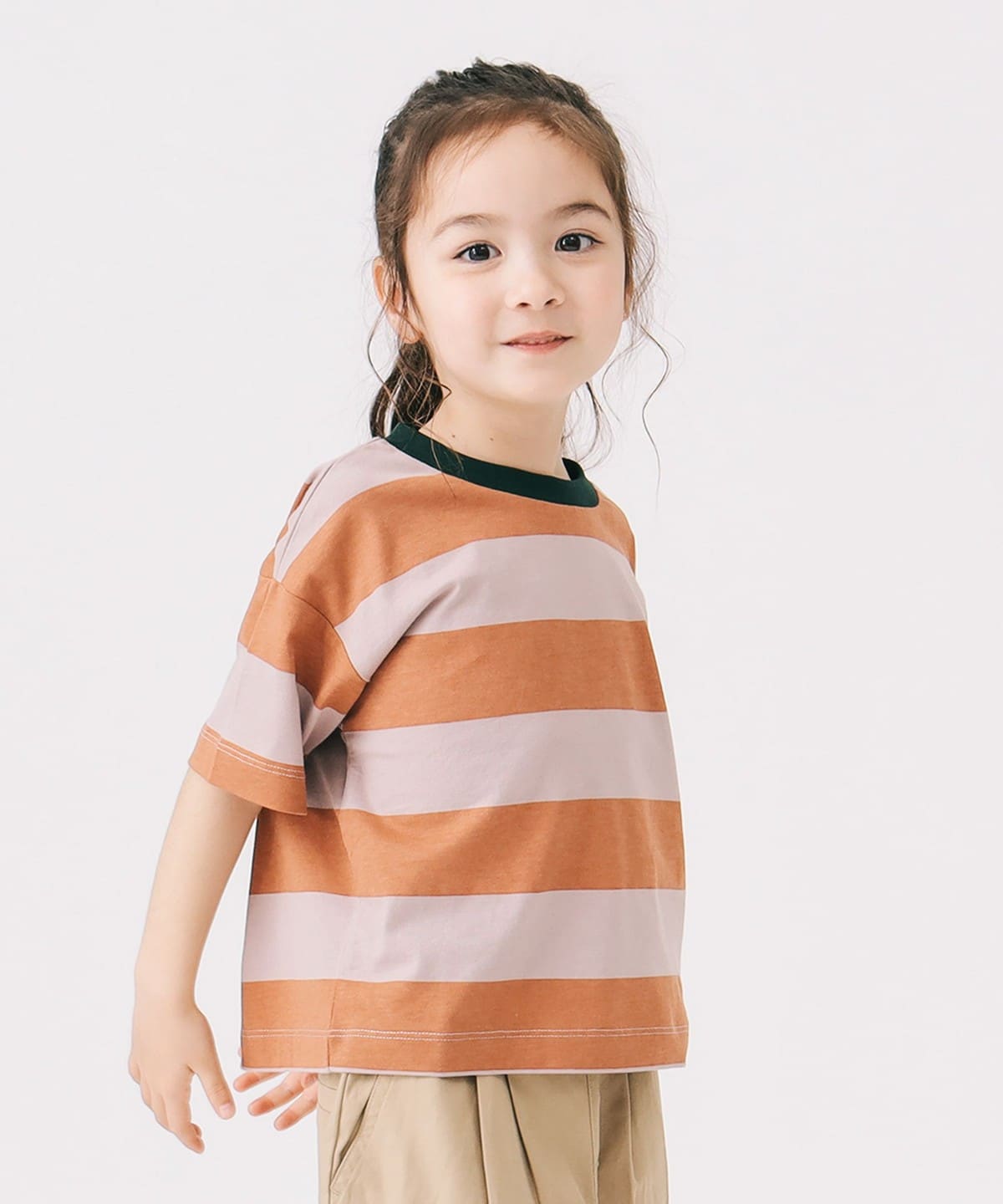 ワイド ボーダー プリント Tシャツ(100 140cm) Tシャツ・カットソー LAVENDER×BRICK 120 ワイド ボーダー プリント Tシャツ(100 140cm) Tシャツ・カットソー LAVENDER×BRICK 120