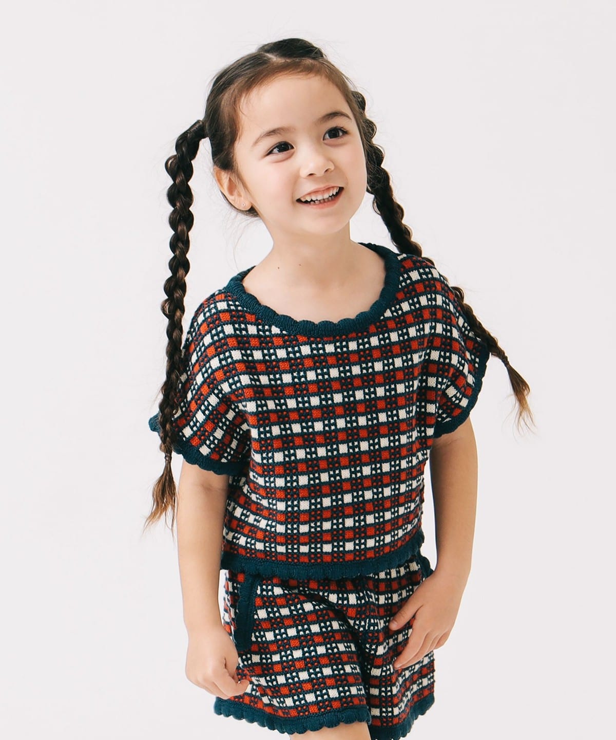 チェック ニット プルオーバー 2025SS(90 140cm) トップス NAVY L(130-140) チェック ニット プルオーバー 2025SS(90 140cm) トップス NAVY L(130-140)