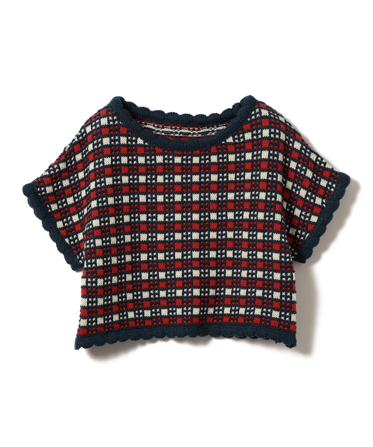 B:MING by BEAMS（ビーミング by ビームス）チェック ニット プル