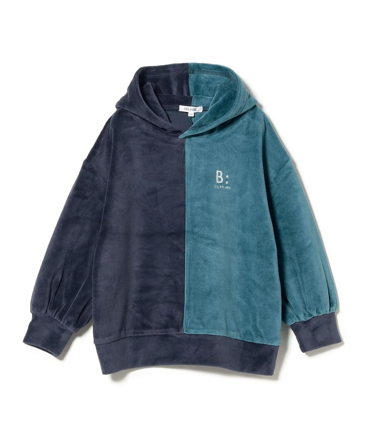 配色 ベロア フーディー(100 140cm) トップス NAVY×BLUE 130 配色 ベロア フーディー(100 140cm) トップス NAVY×BLUE 130