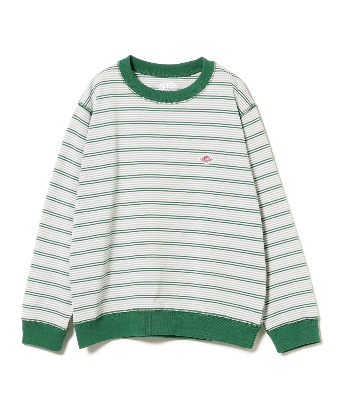 DANTON ダントン / KIDS' LONG SLEEVE SWEAT T-SHIRT STRIPE 2025SS(105 135cm) トップス GREEN*GREY 135 DANTON ダントン / KIDS' LONG SLEEVE SWEAT T-SHIRT STRIPE 2025SS(105 135cm) トップス GREEN*GREY 135