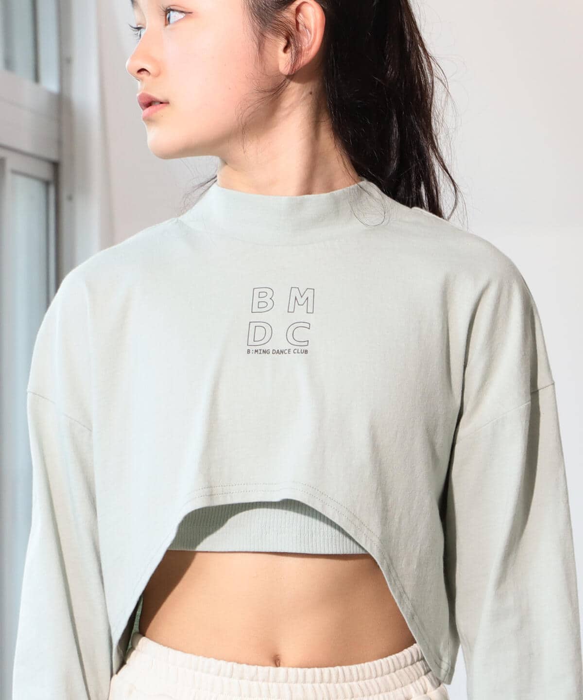 モックネック ロゴ ロングスリーブ Tシャツ(130~160cm) Tシャツ・カットソー PISTACHIO 130 モックネック ロゴ ロングスリーブ Tシャツ(130~160cm) Tシャツ・カットソー PISTACHIO 130