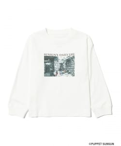 PUPPET SUNSUN × B:MING by BEAMS / フェード フォトプリント ロングスリーブ Tシャツ【book】（KIDS 100～140cm）