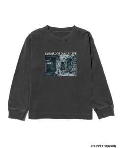 PUPPET SUNSUN × B:MING by BEAMS / フェード フォトプリント ロングスリーブ Tシャツ【book】（KIDS 100～140cm）