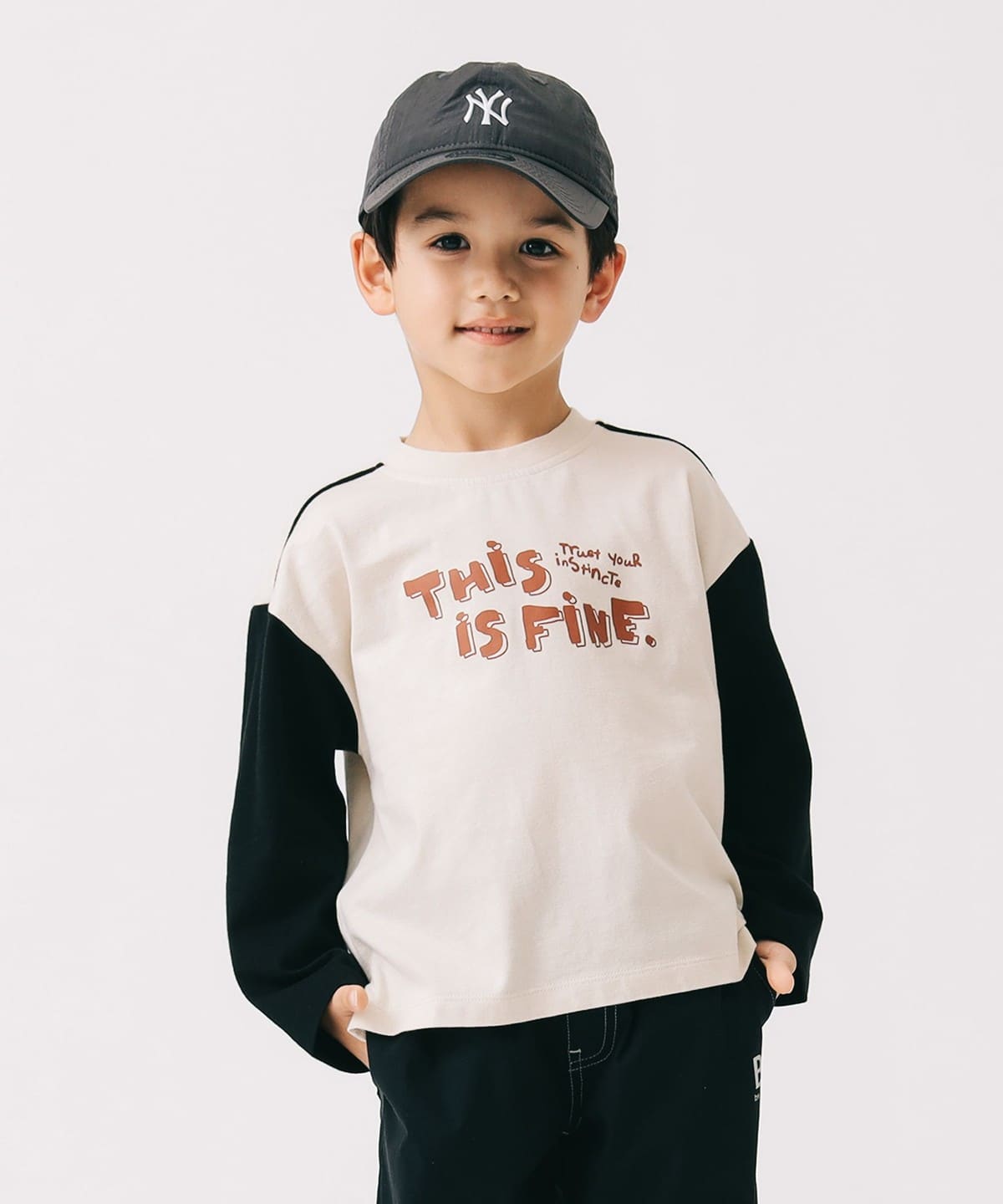バイカラー プリント ロングスリーブ Tシャツ(100 140cm) Tシャツ・カットソー NATURAL 100 バイカラー プリント ロングスリーブ Tシャツ(100 140cm) Tシャツ・カットソー NATURAL 100