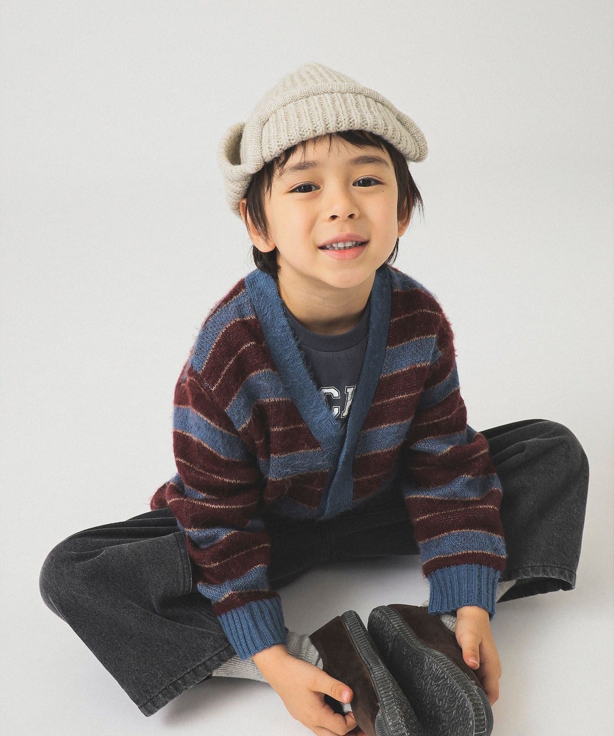 BEAMS GOLF ボーダー カーディガン 紺 M BEAMS GOLF ボーダー