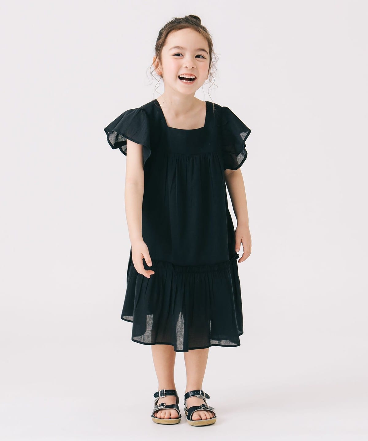 インド綿 ティアード ワンピース(90 140cm) ワンピース BLACK 120 インド綿 ティアード ワンピース(90 140cm) ワンピース BLACK 120
