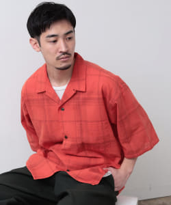 BEAMS / 男裝 色落 格紋 寬鬆 開領襯衫