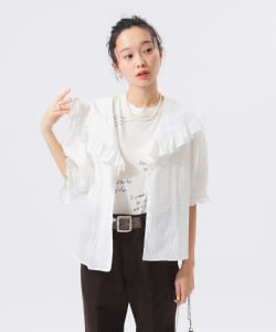 BEAMS BOY / 女裝 多臂花式織 大面積衣領 短袖 襯衫