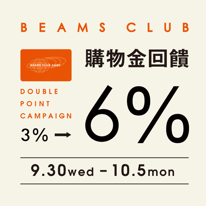 BEAMS CLUB TAIWAN「6%購物金回饋」活動
