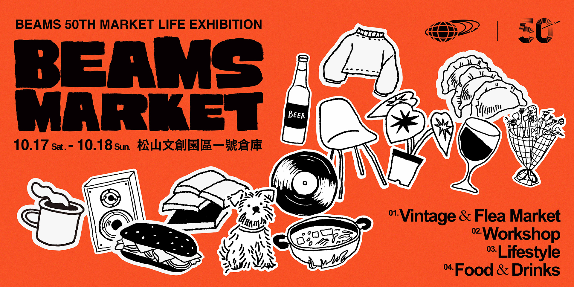 歡慶BEAMS 50週年！「BEAMS 50th Market Life Exhibition」10/17-18松菸一號倉庫登場